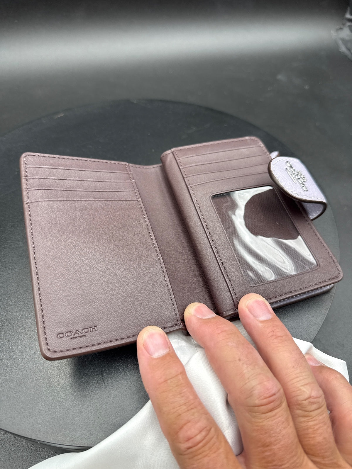 Coach Pebbled Leather Snap Wallet with Zippered Coin Comp