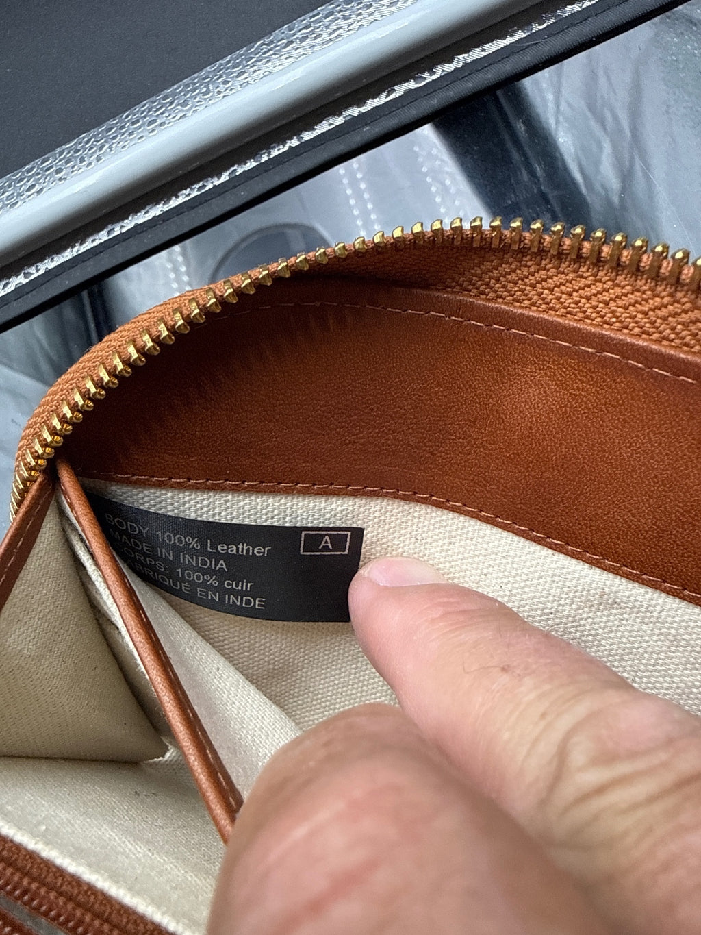 Margot Genuine Leather Zip-Around Wristlet Wallet Brown