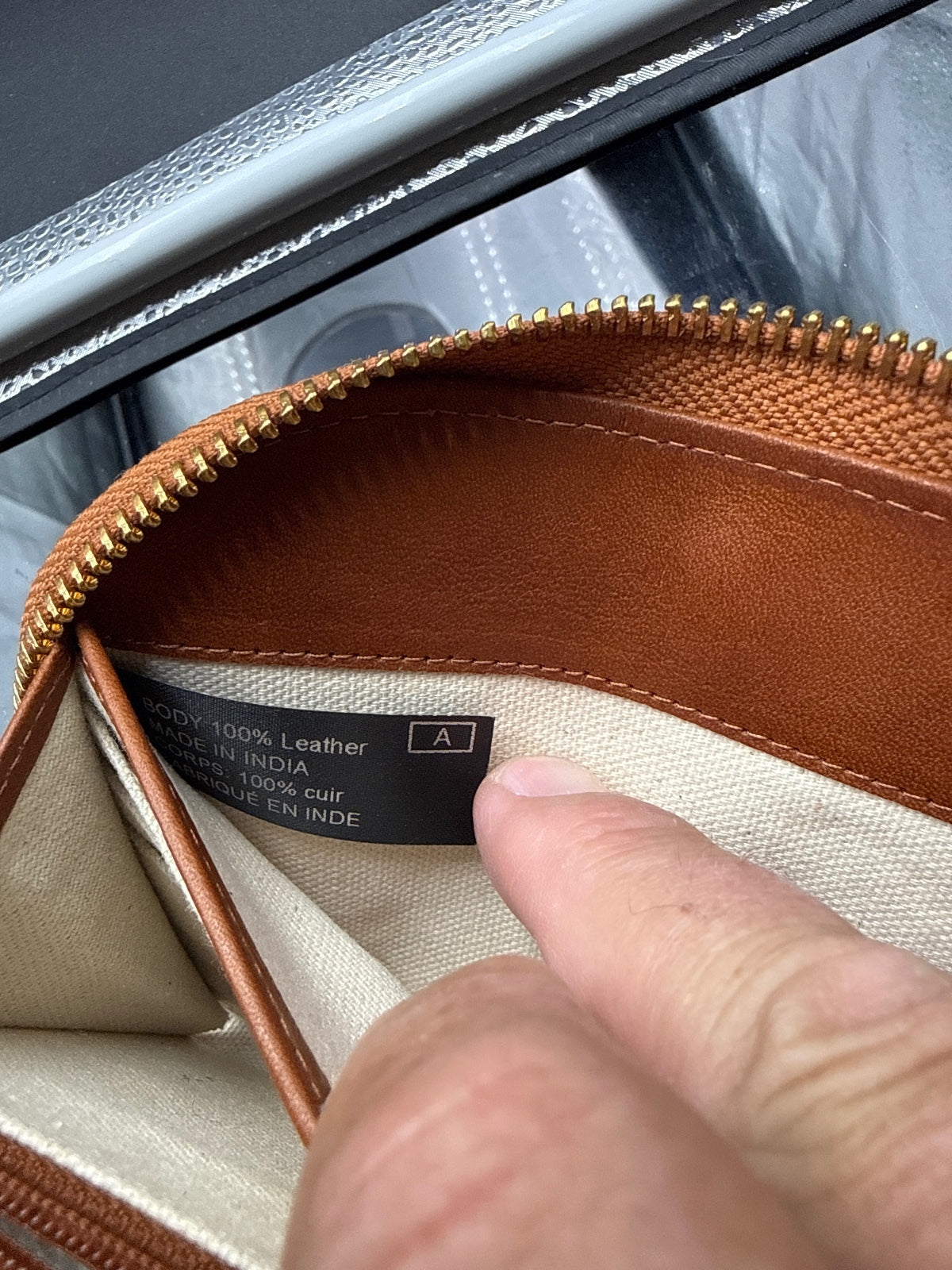 Margot Genuine Leather Zip-Around Wristlet Wallet Brown