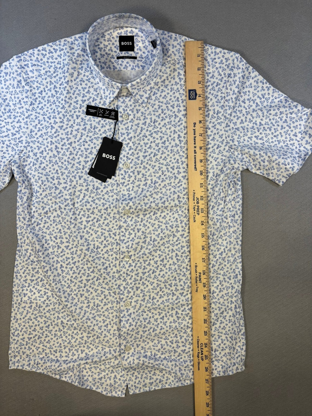 BOSS Slim Fit Short Sleeve Floral Print Button-Up Shirt - Size S