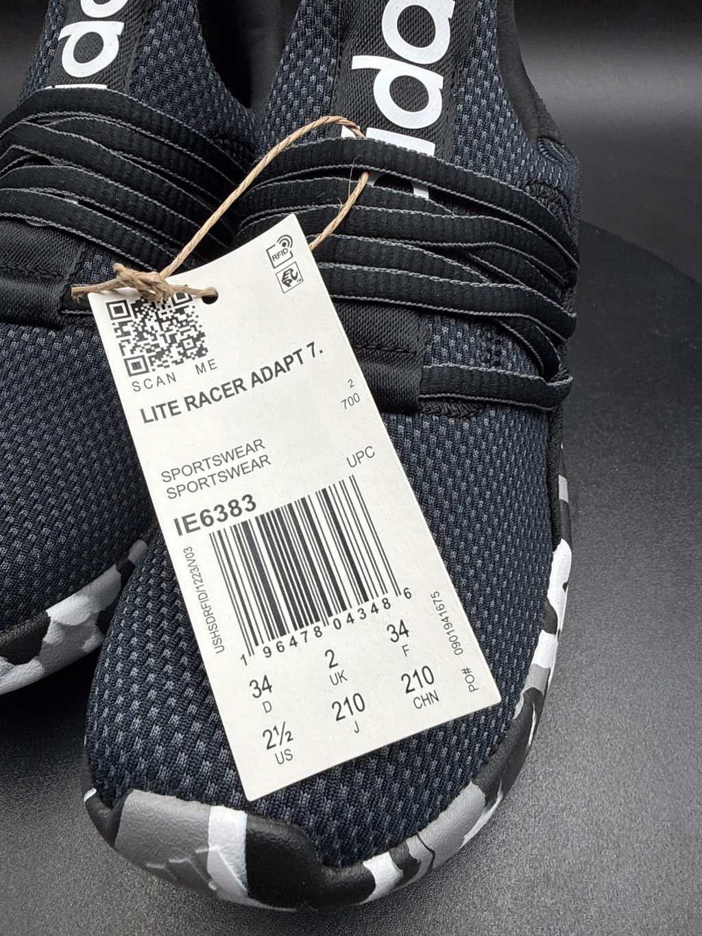 Adidas Lite Racer Adapt 7.0 K Kids Running Shoes Black Camo