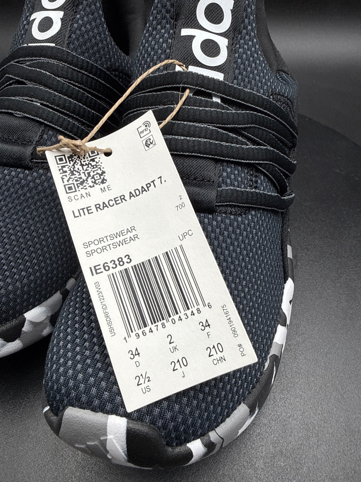 Adidas Lite Racer Adapt 7.0 K Kids Running Shoes Black Camo