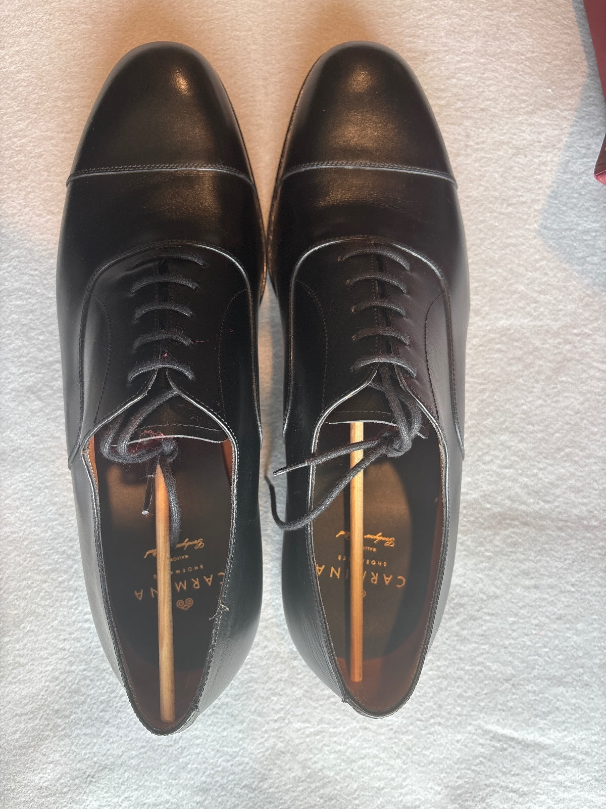 Carmina Black Leather Cap Toe Oxford Dress Shoes Size 11 US