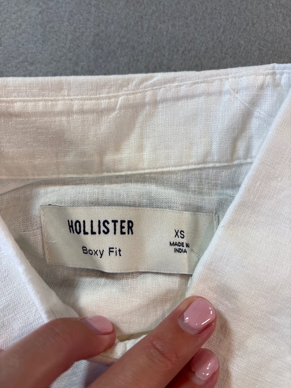 Hollister Linen-Blend White Short Sleeve Shirt XS Boxy Fit
