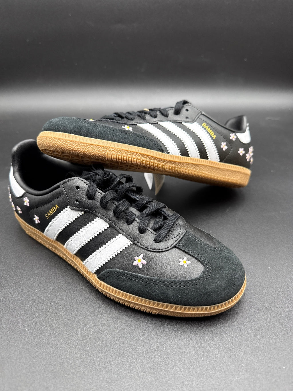 Adidas Samba OG J Black Floral Gum Youth 4 Women’s 5.5 NIB