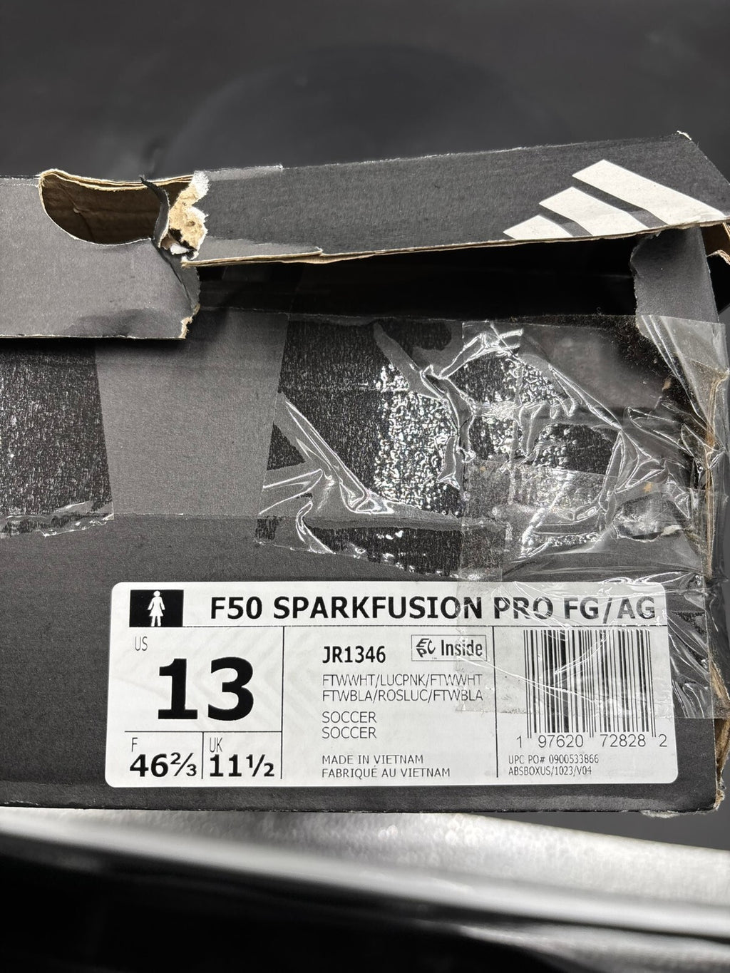 Adidas F50 Sparkfusion Pro FG/AG – White/Pink/Purple – US 13