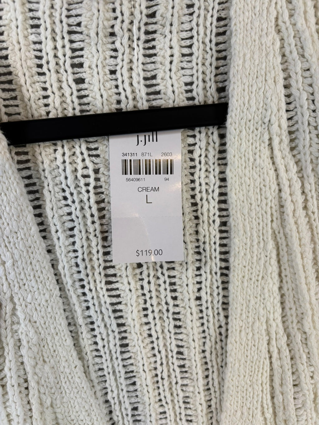 J.Jill Cream Large Open Front Knit Cardigan Sweater