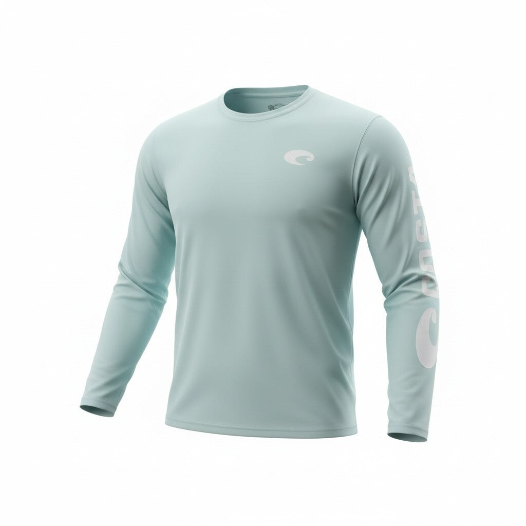 Costa Technical Crew Long Sleeve Shirt Medium Light Green