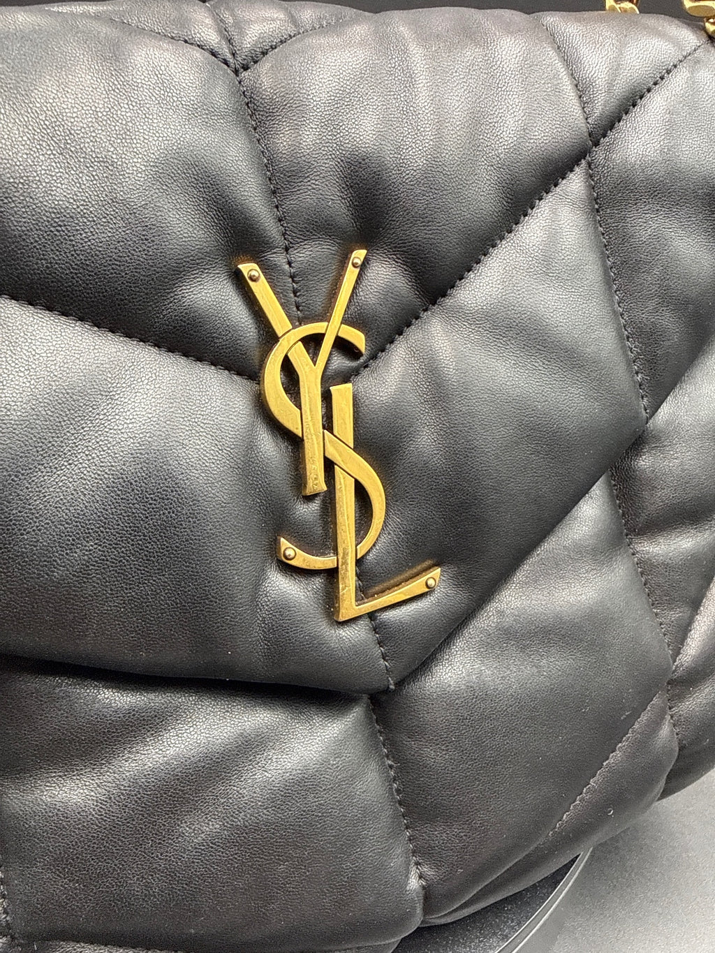 Saint Laurent YSL Med Loulou Puffer Black Leather Bag