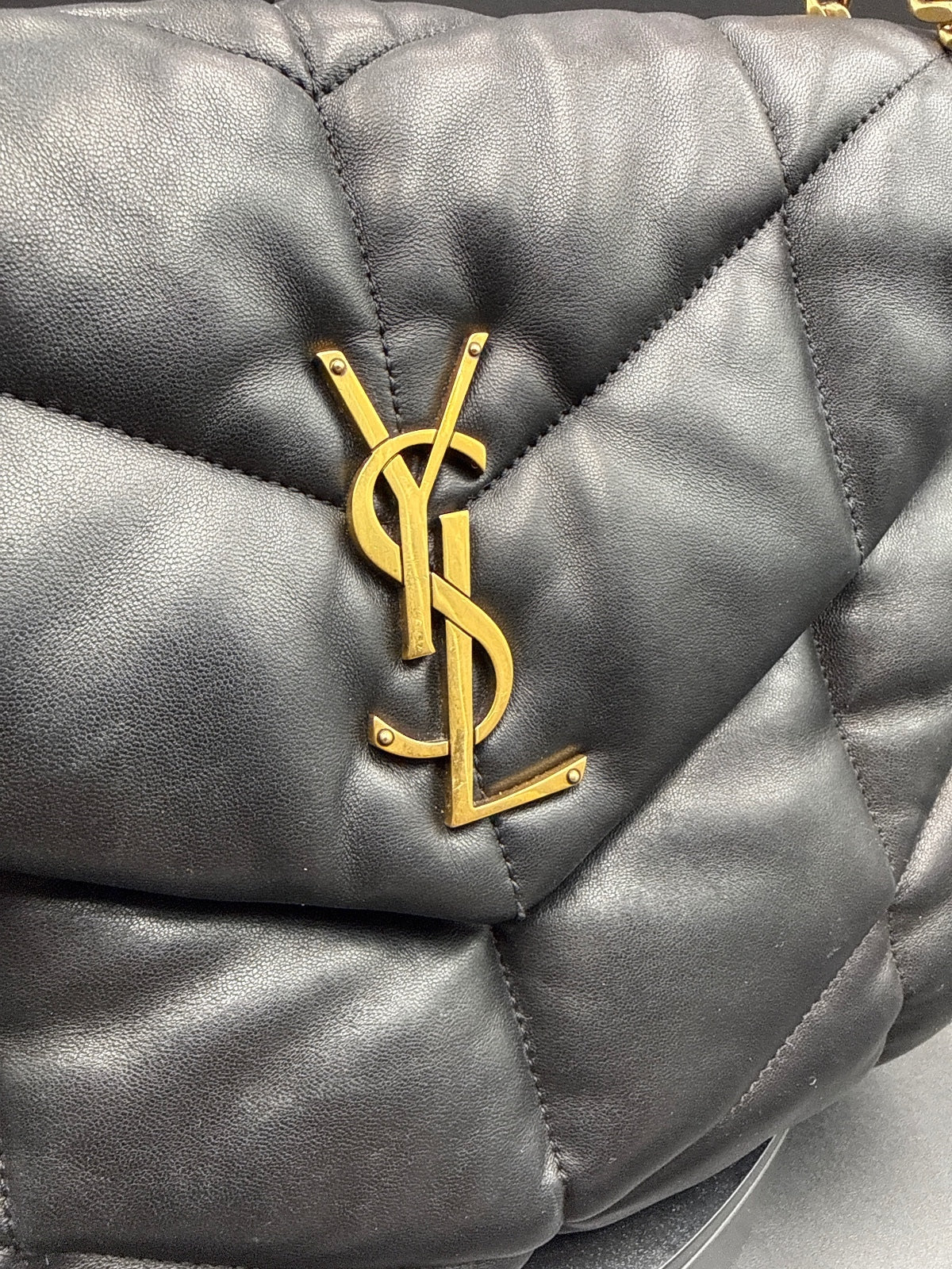 Saint Laurent YSL Med Loulou Puffer Black Leather Bag