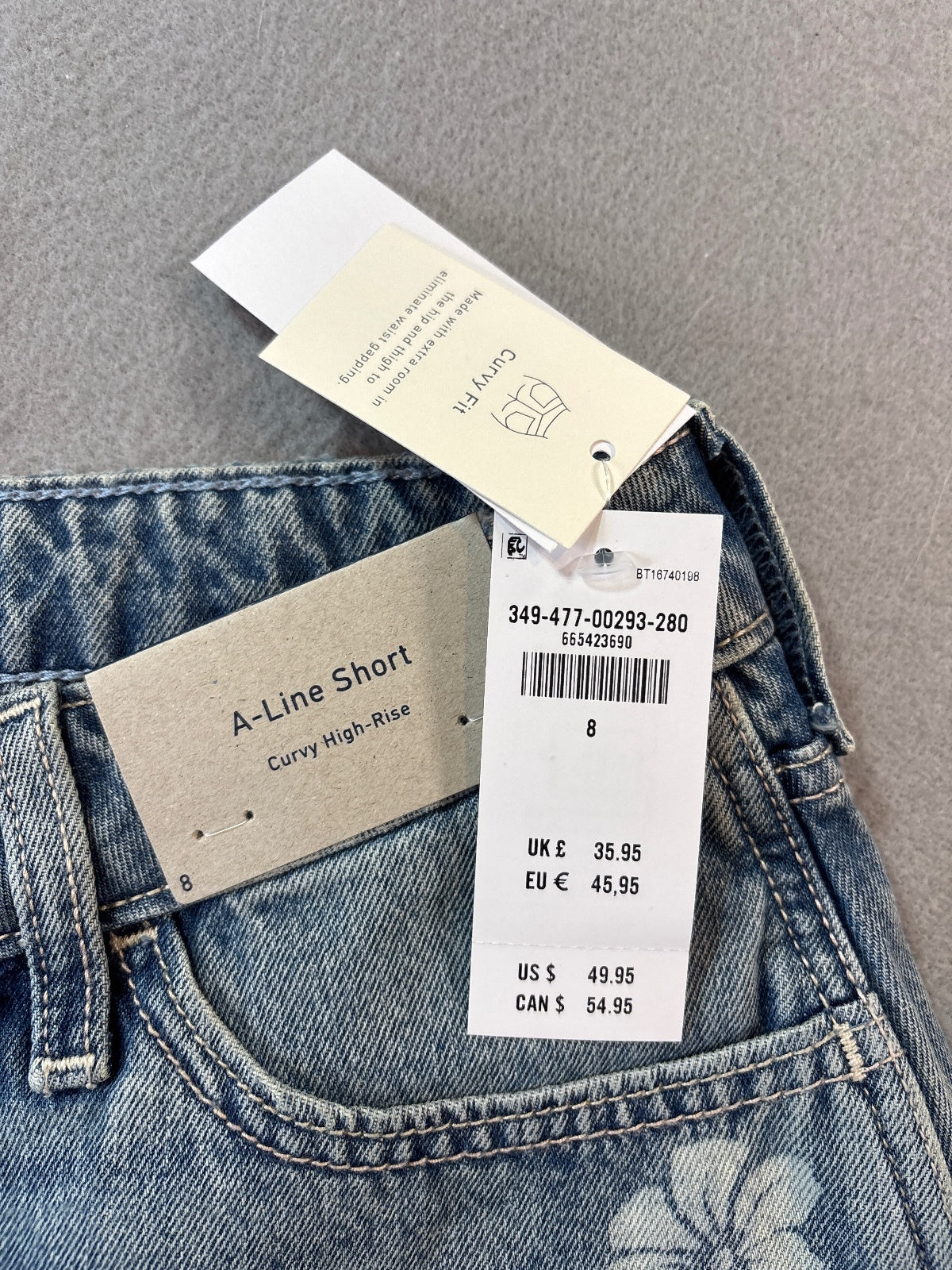 Hollister High-Rise A-Line Curvy Fit Denim Shorts Size 8