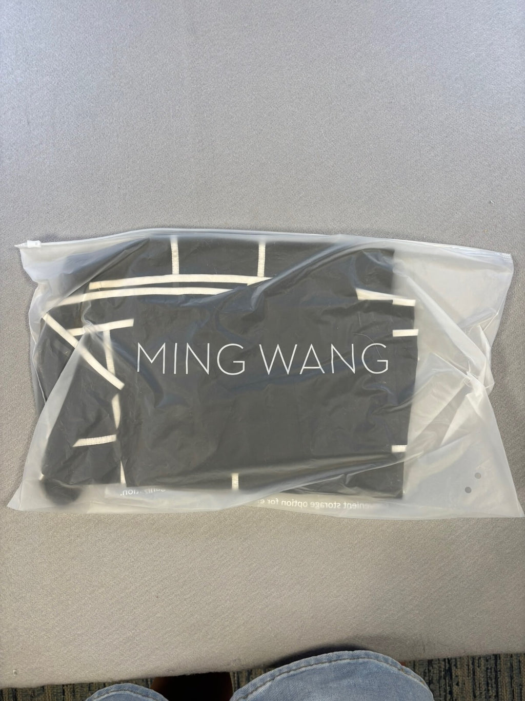 Ming Wang Black White Grid Sheer Sleeve Midi Dress NWT M