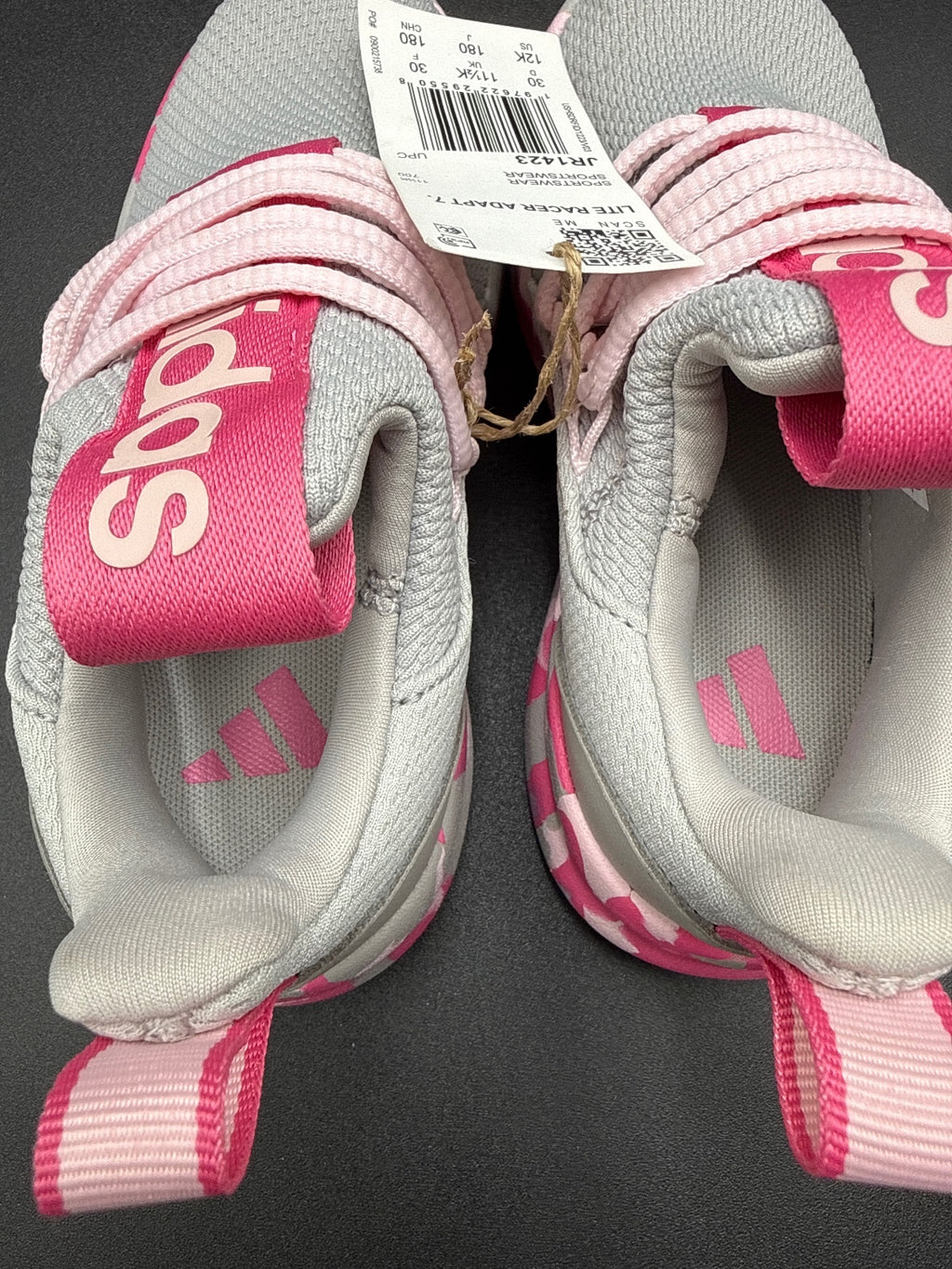 Adidas Lite Racer Adapt 7 Kids Sneakers Size 12K Gray Pink