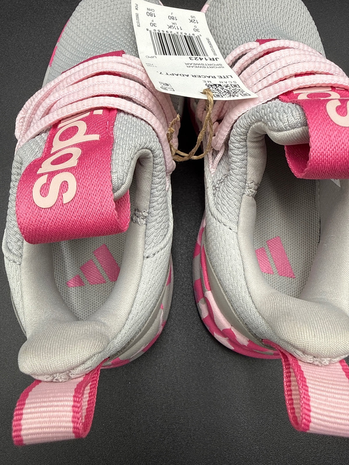 Adidas Lite Racer Adapt 7 Kids Sneakers Size 12K Gray Pink