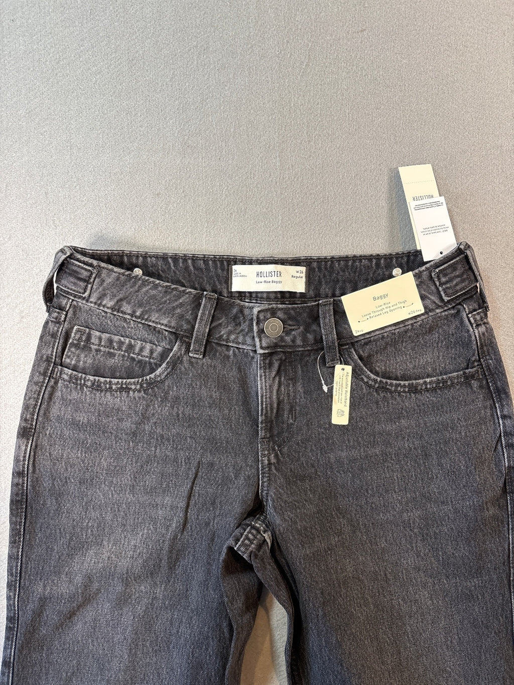 Hollister Low-Rise Baggy Black Denim Jeans W26 Regular