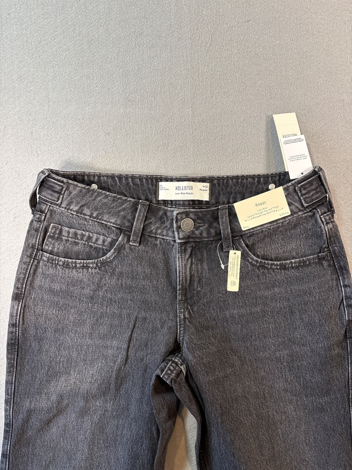 Hollister Low-Rise Baggy Black Denim Jeans W26 Regular