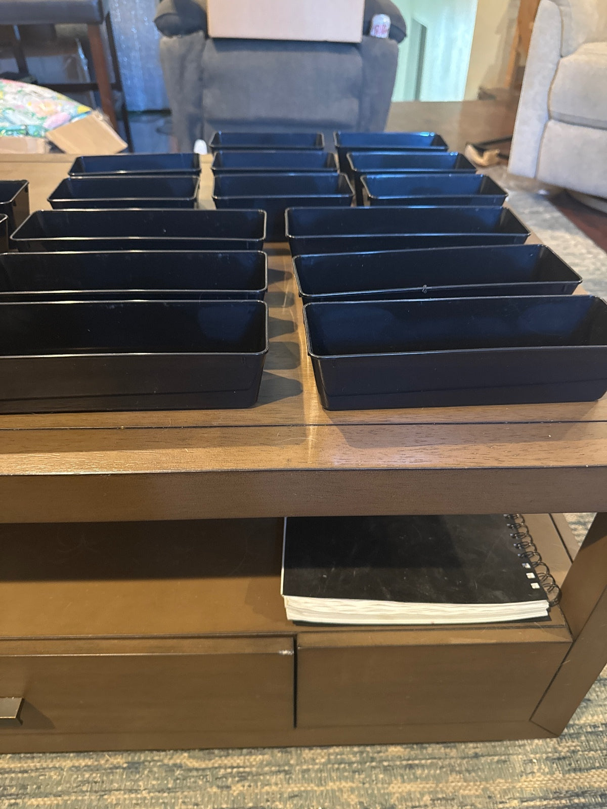 Set of 25 Black Plastic Storage Trays