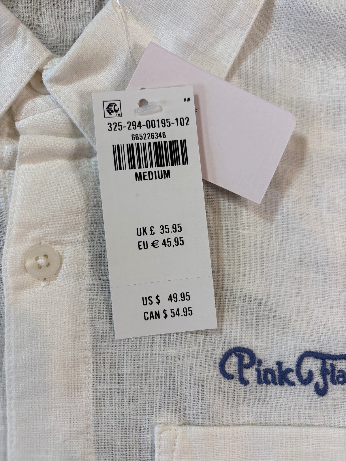 Hollister Men's White Linen Boxy Fit Button-Up Shirt Medium