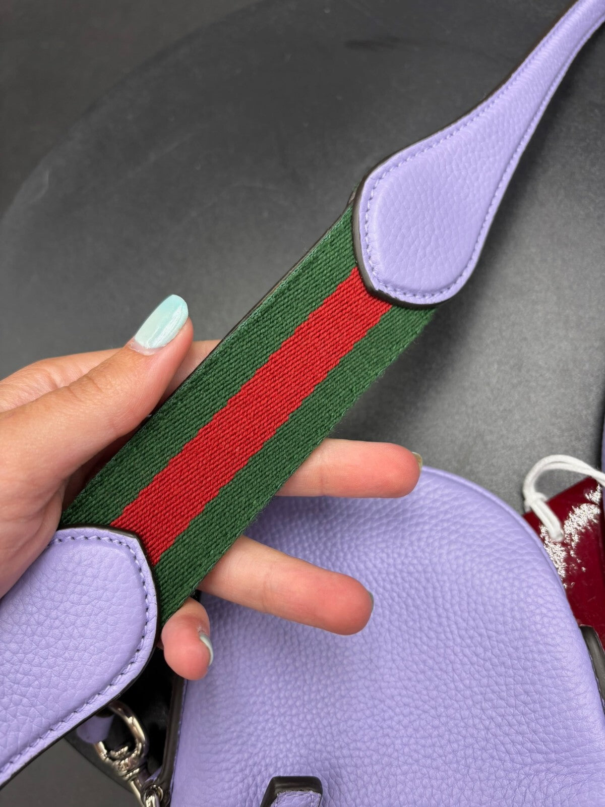 Gucci Lilac Leather Mini Crossbody Bag with Signature Strap