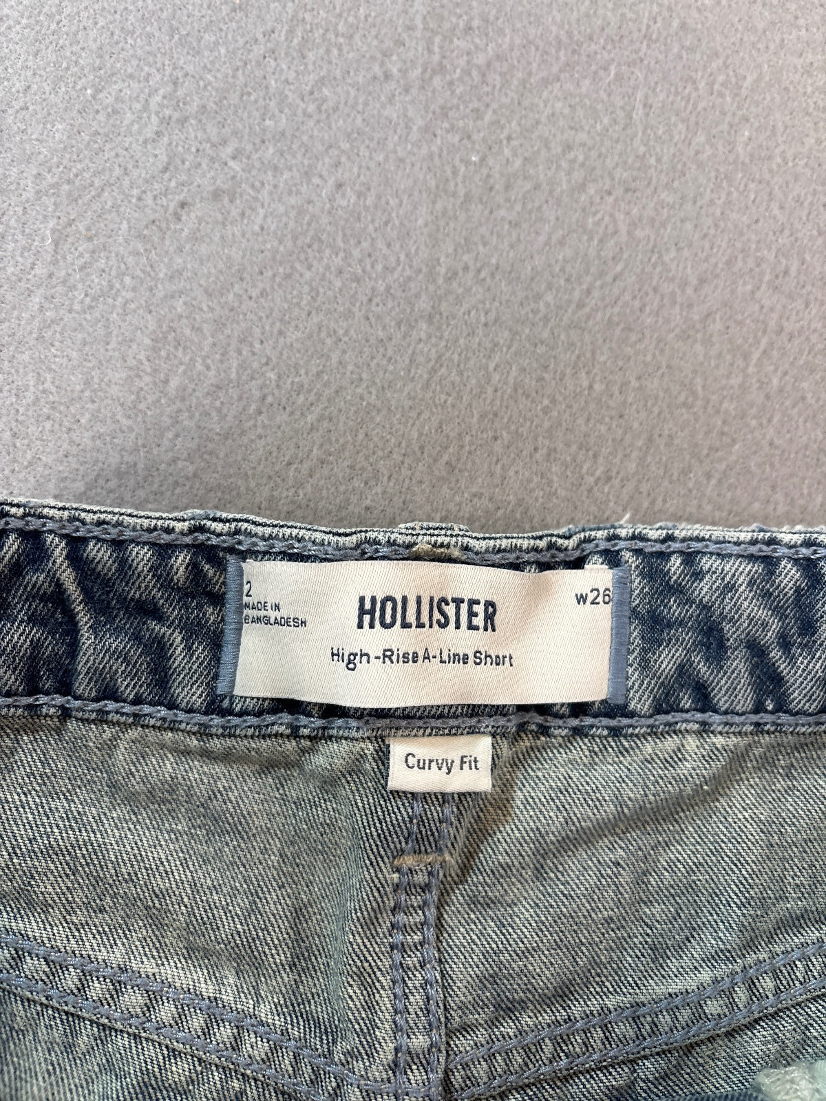 Hollister High-Rise A-Line Denim Shorts with Floral Embroder