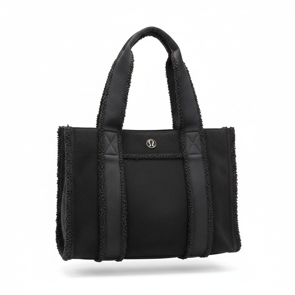 Lululemon Boxy Tote with Faux Shearling Trims Black