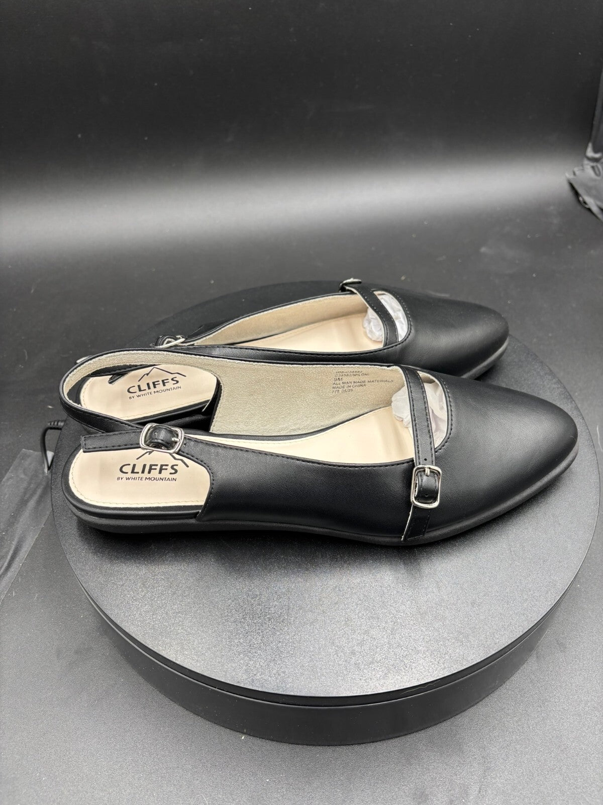 Cliffs by White Mountain Miloni Black Smooth Slingback Flats