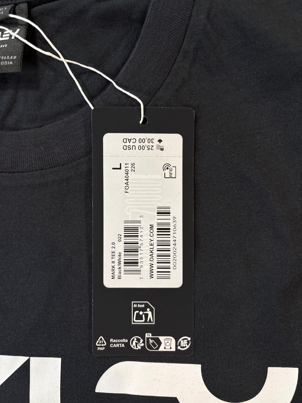 Oakley Black Regular Fit Logo T-Shirt Size L