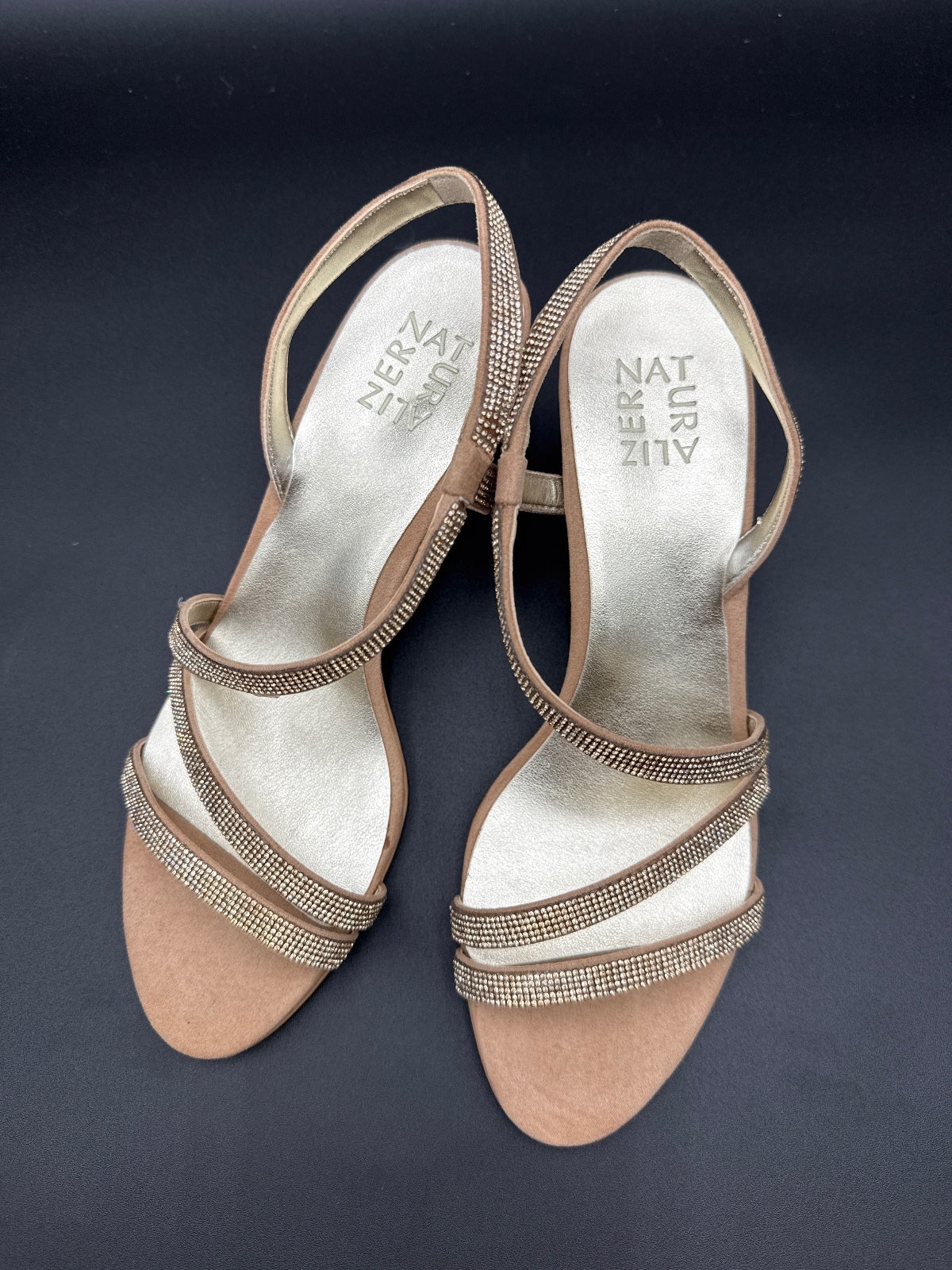 Naturalizer Vanessa 2 Nude Rhinestone Sandals 9.5W New