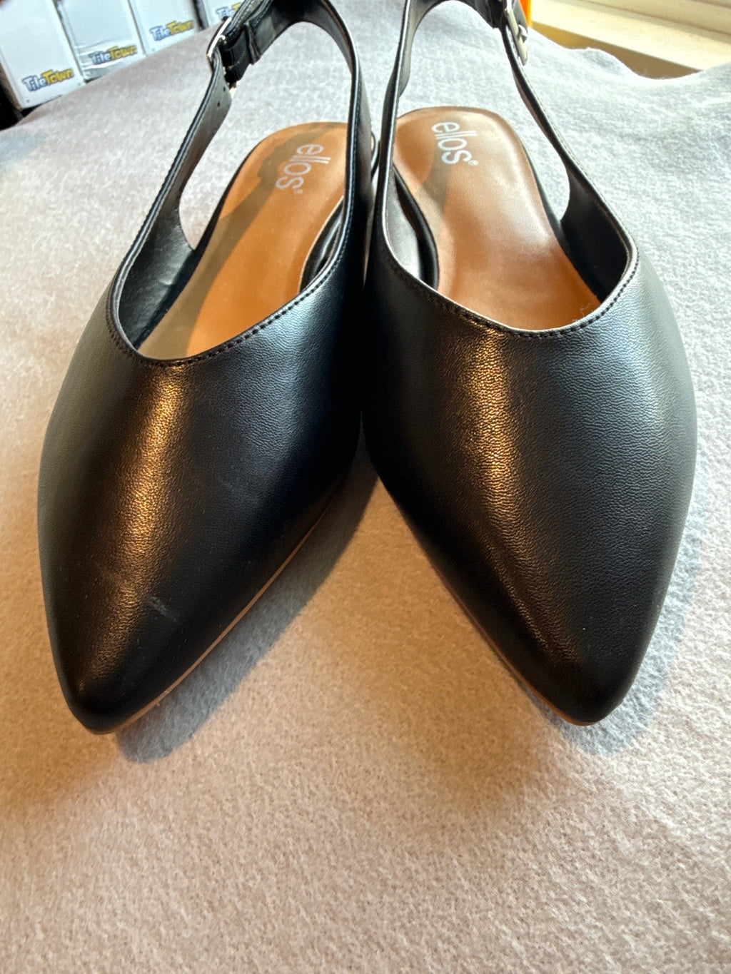 Ellos Black Pointed Toe Slingback Flats Size 8.5 M