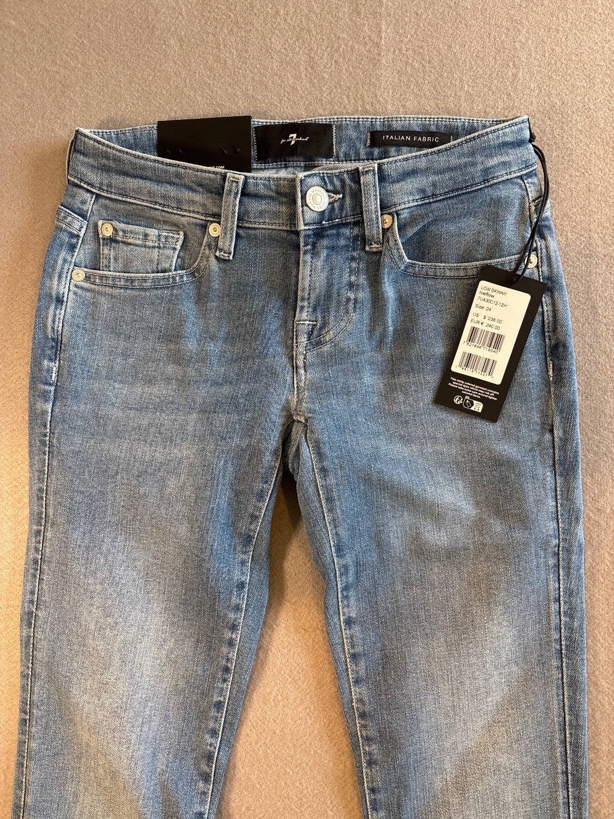7 For All Mankind Low Skinny Iceflow Jeans Size 24
