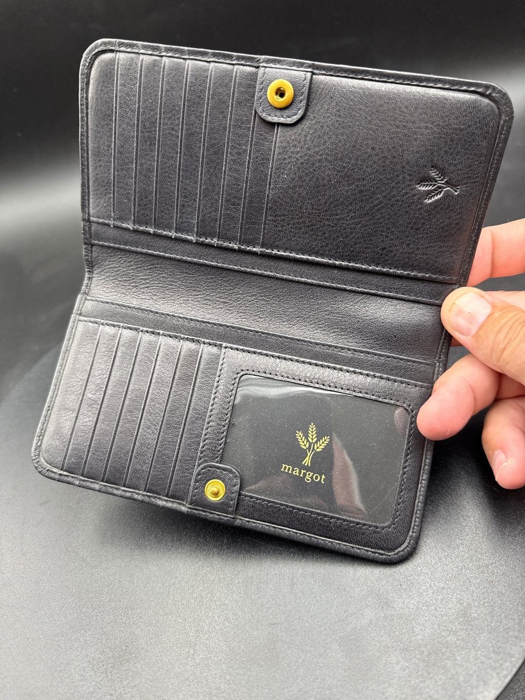 Margot Black Leather Long Wallet with Multiple Card Slots