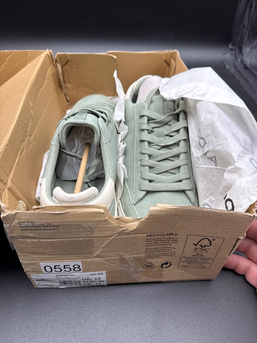 Aldo Sage Green Low Top Sneakers Men’s Size 12 New w/ Box