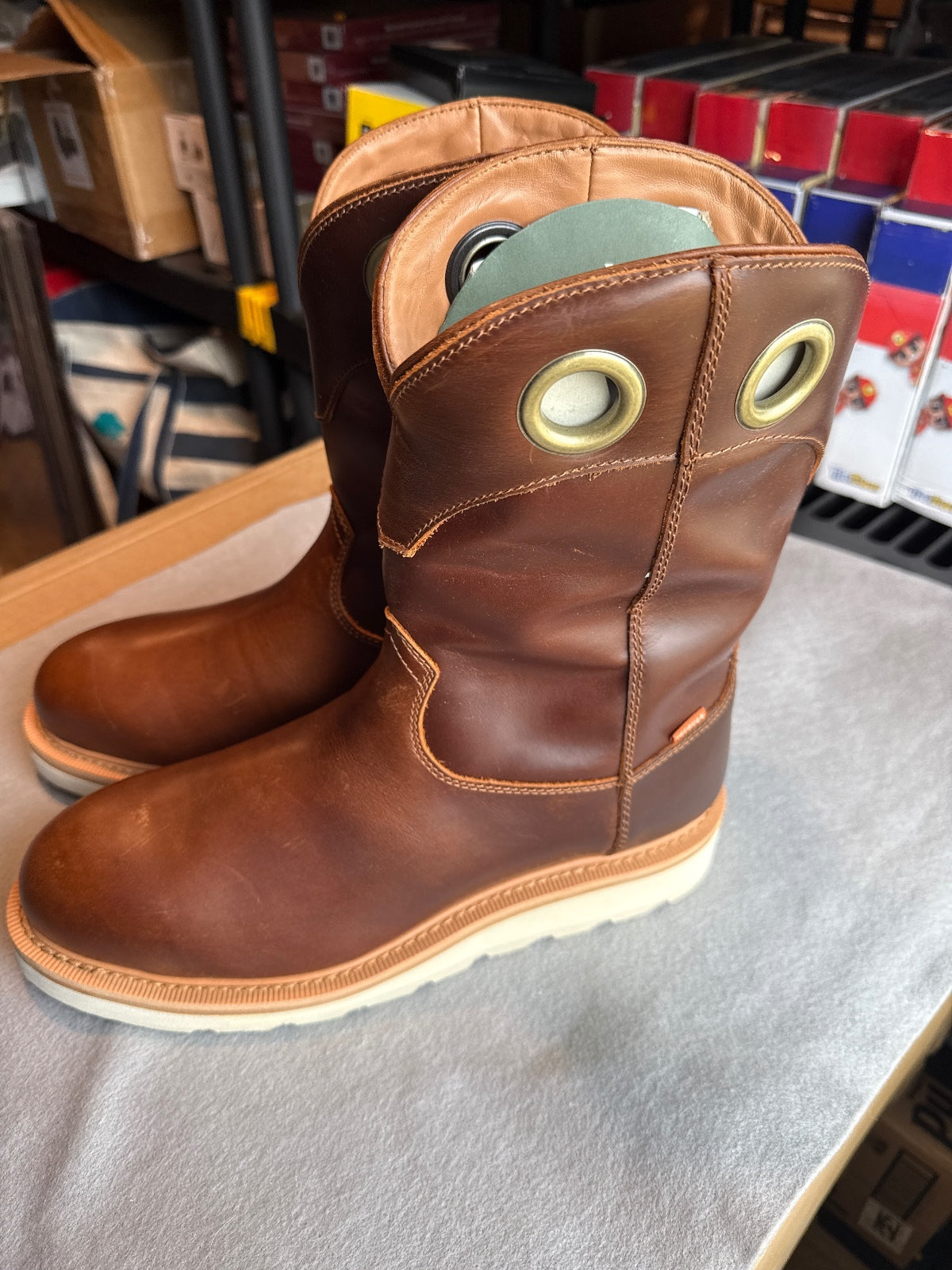 Tecovas Brown Leather Work Boots Size 11D