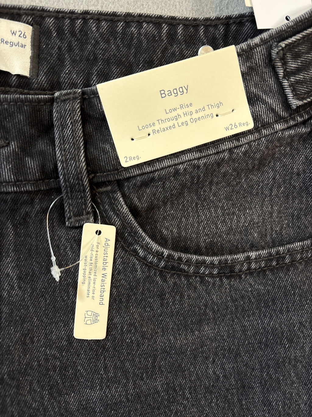 Hollister Low-Rise Baggy Black Denim Jeans W26 Regular