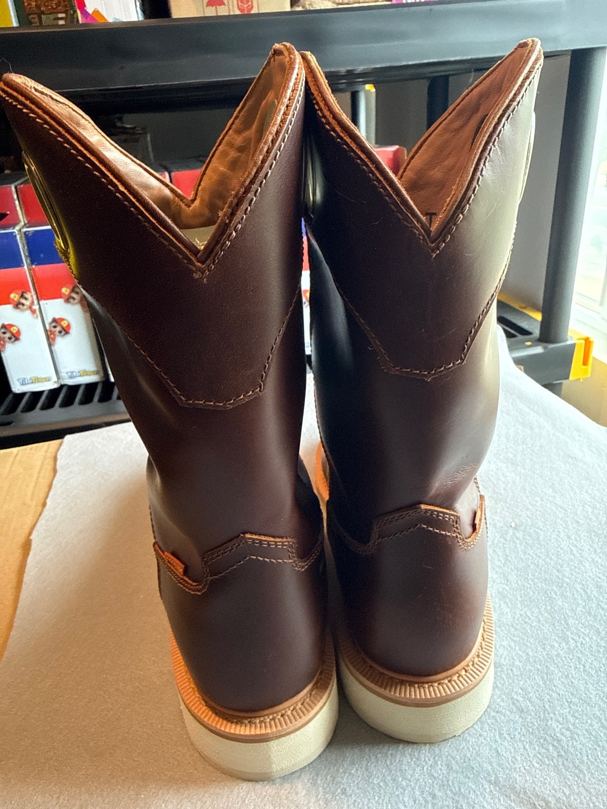 Tecovas Brown Leather Work Boots Size 11D