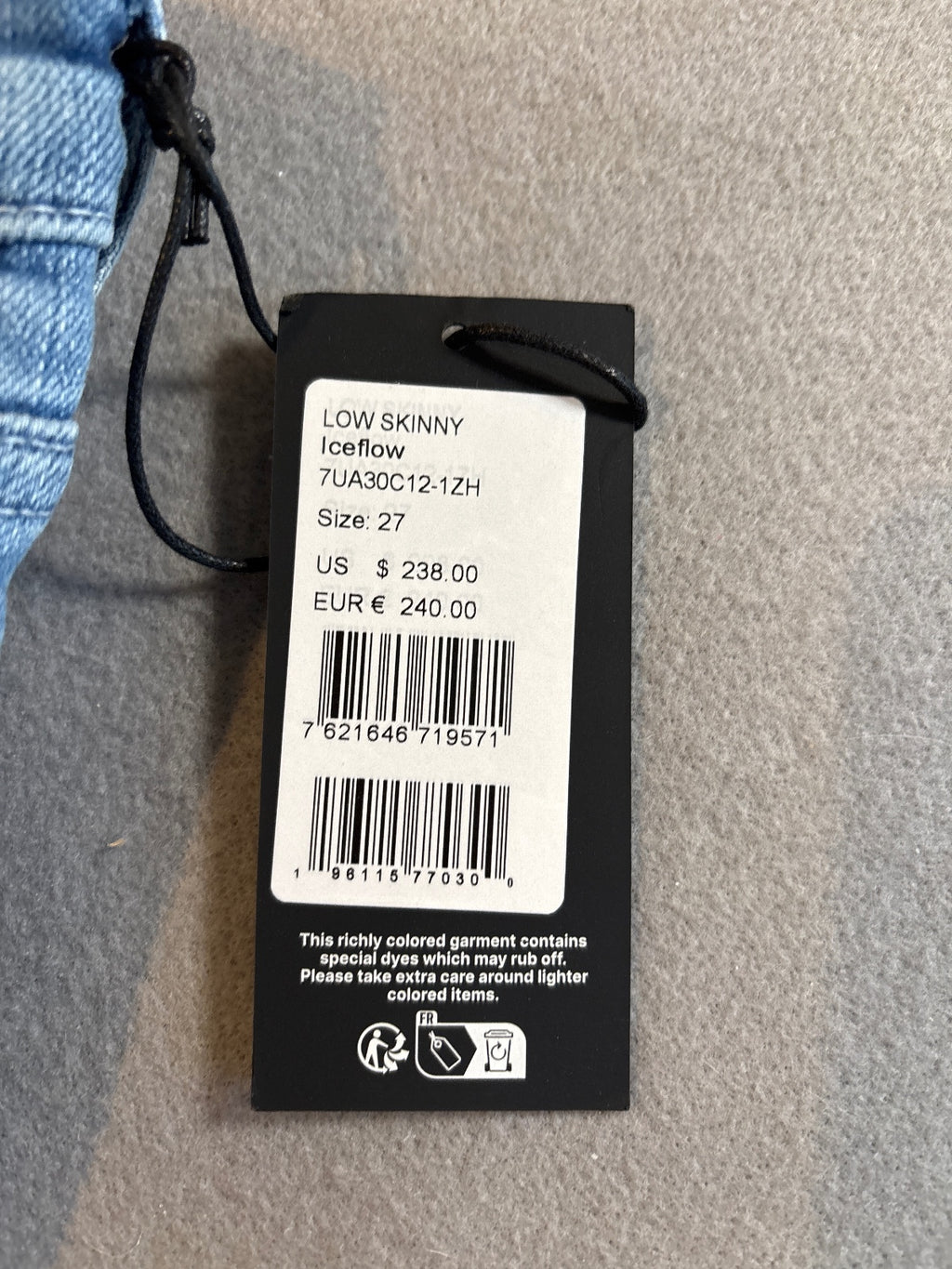 7 For All Mankind Low Skinny Iceflow Jeans Size 27