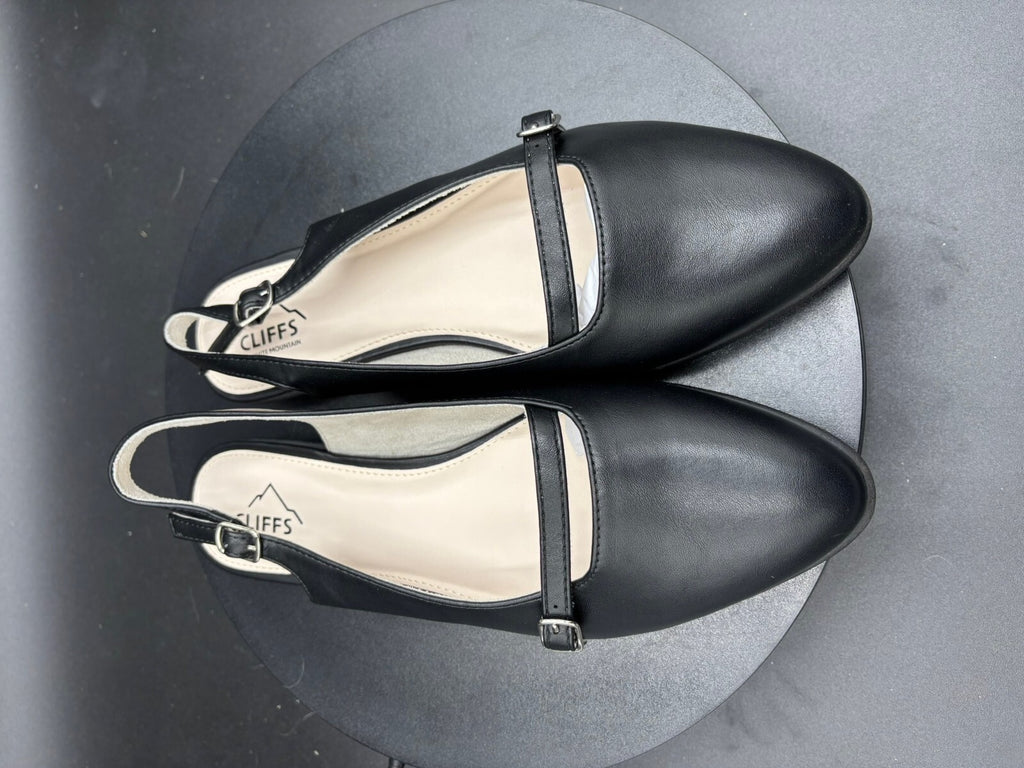 Cliffs by White Mountain Miloni Black Smooth Slingback Flats