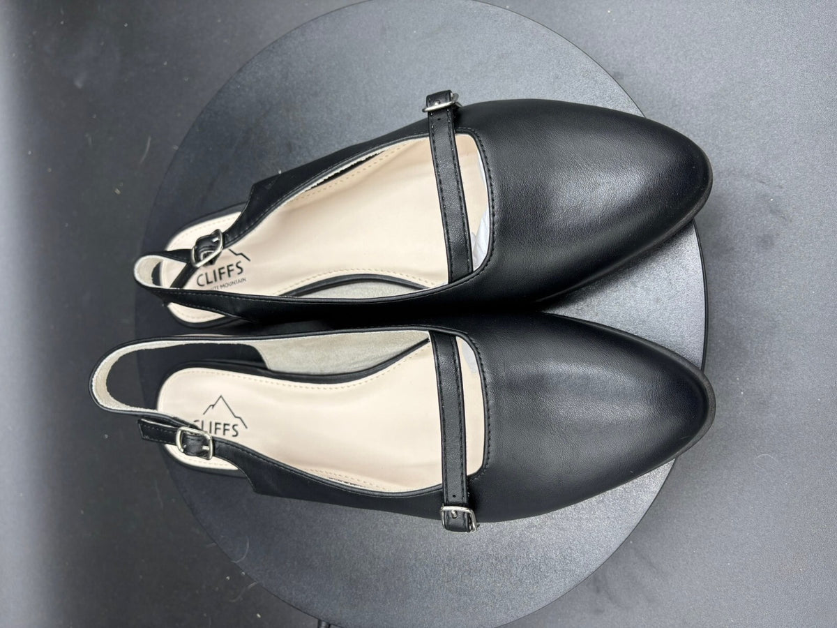 Cliffs by White Mountain Miloni Black Smooth Slingback Flats