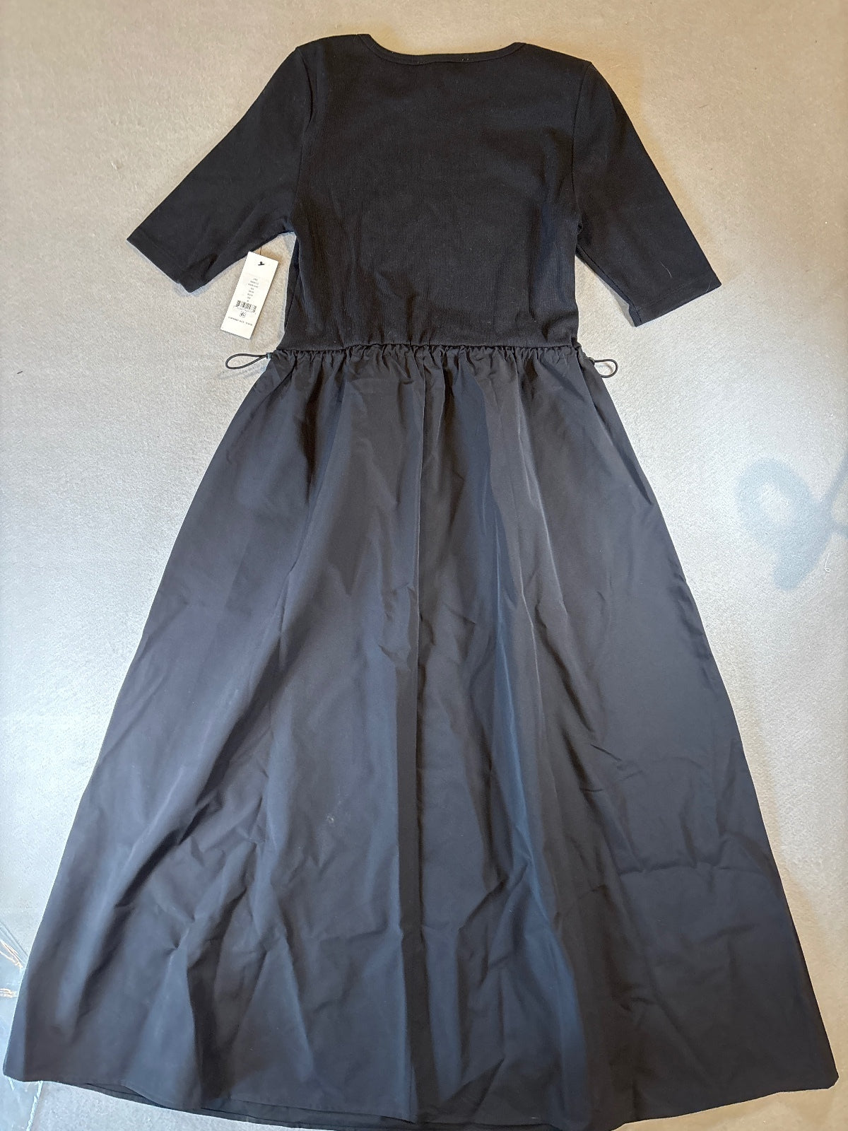DKNY Jeans Black Midi Dress with Drawstring Waist, Size M