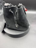 Coach Side Cherry Suede Drawstring Bucket Bag, Leather Trim