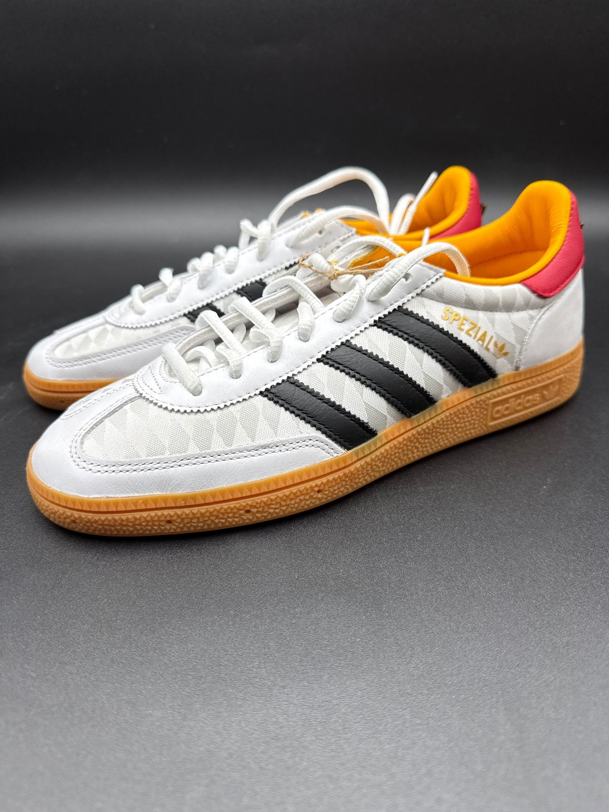 Adidas Handball Spezial Sneakers Size 6.5 White Black Orange