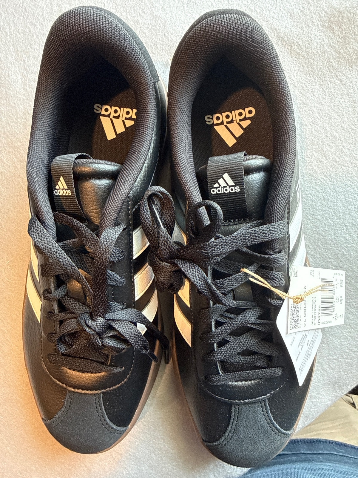 Adidas VL Court 2 Black and White Sneakers with Gum Sole