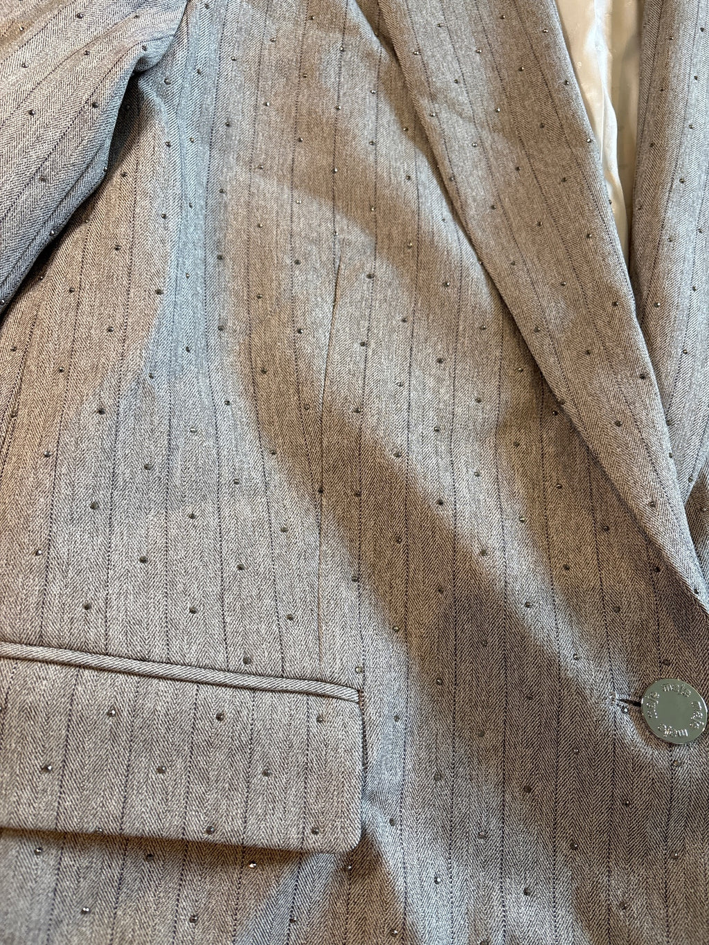 Maje Women's Beige Pinstripe Blazer size 40