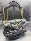 Saint Laurent YSL Med Loulou Puffer Black Leather Bag