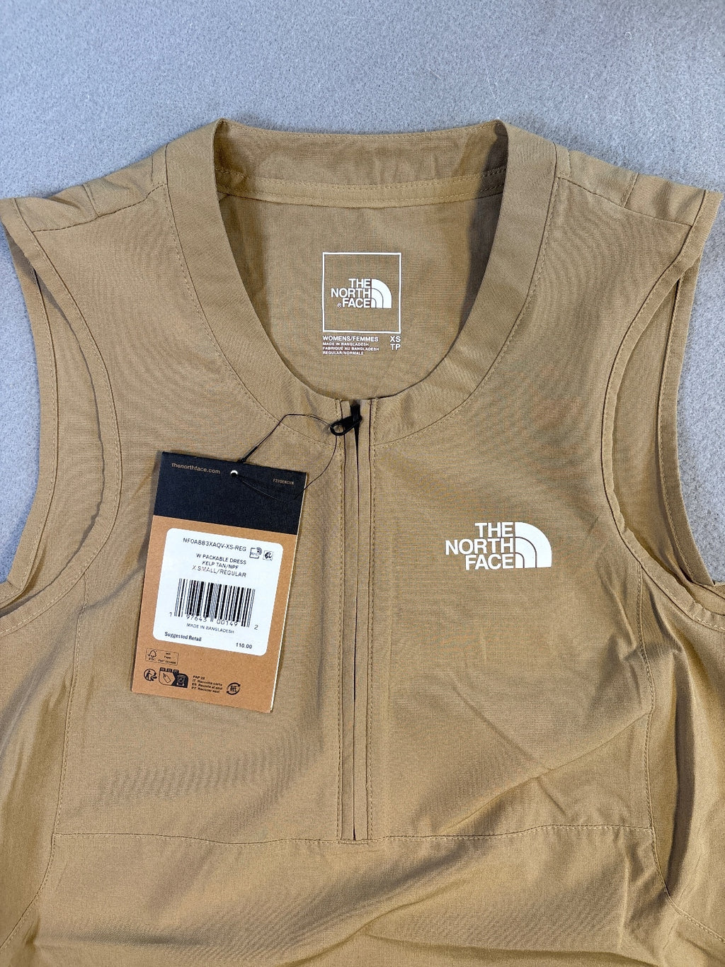The North Face W Packable Dress in Kelp Tan, XS Regular