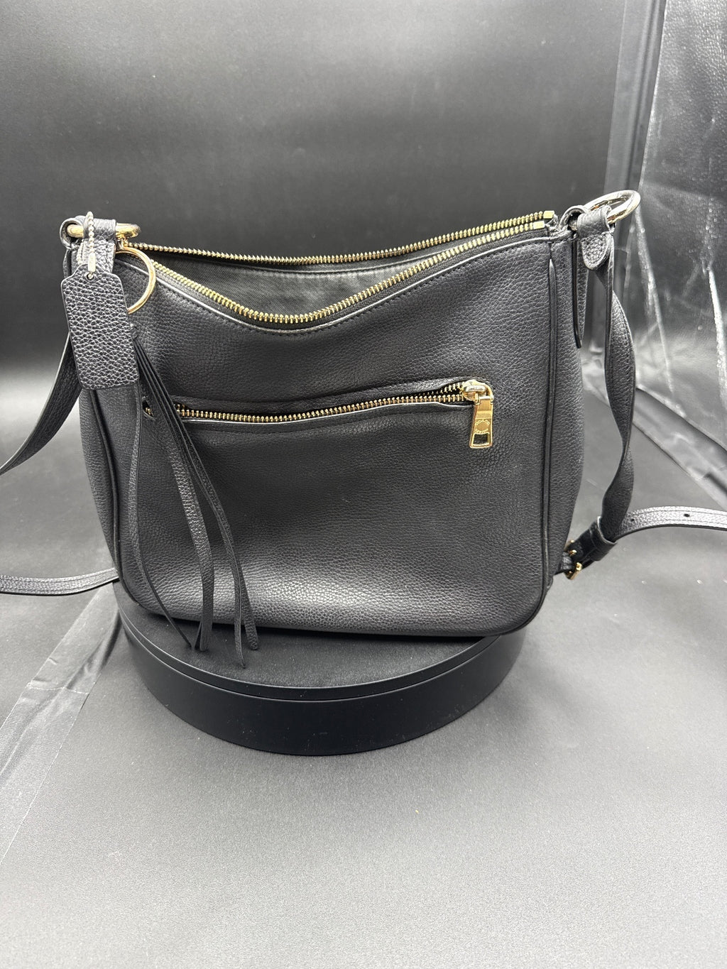 Coach Black Leather Crossbody Bag with Gold Hardware