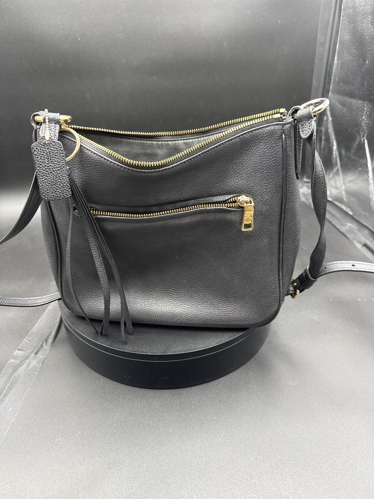 Coach Black Leather Crossbody Bag with Gold Hardware