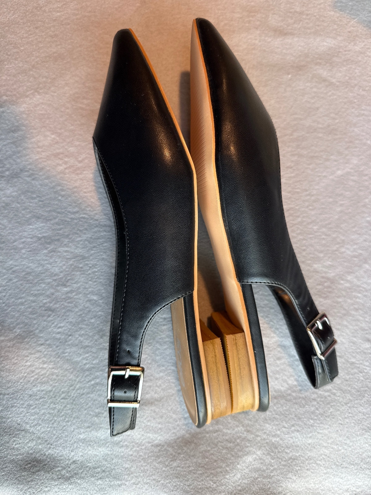Ellos Black Pointed Toe Slingback Flats Size 8.5 M