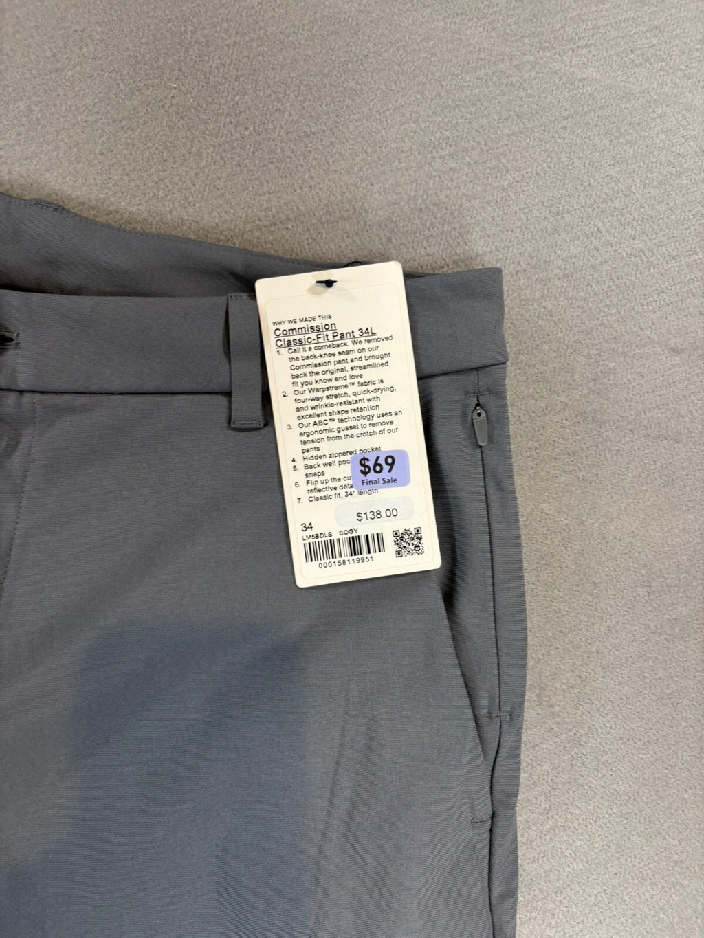 Bonobos Commission Classic-Fit Pants Gray 34L
