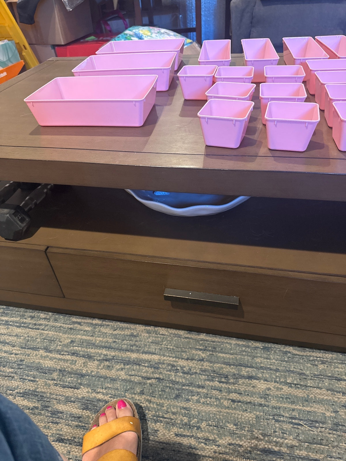Set of 25 Pink Plastic Storage Organizers for Drawer or Desk